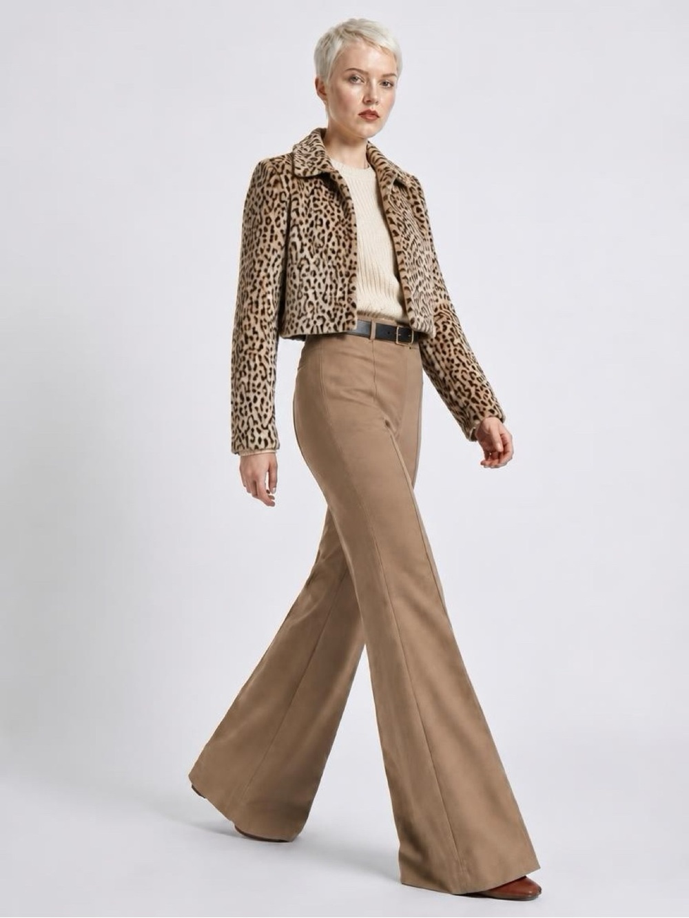 Chloe Wide-Leg Pants in Camel Tan